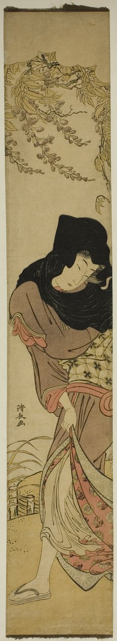 風に吹かれた藤の下の女 作： 清永鳥居