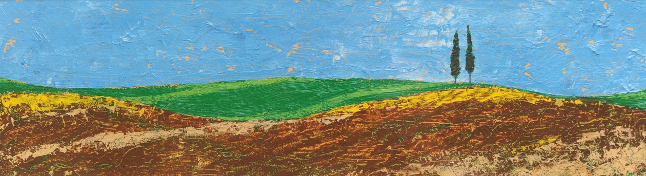 Two Trees、Rolling Hills、Tuscany、2005（oil on paper） 作： トレバーニール