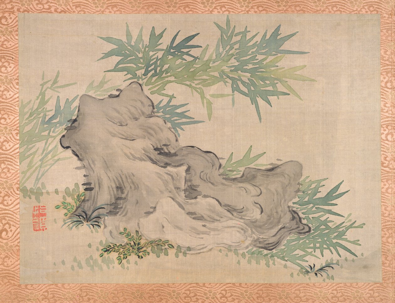 竹と岩、1851年（絹に水彩） 作： つばきCh山
