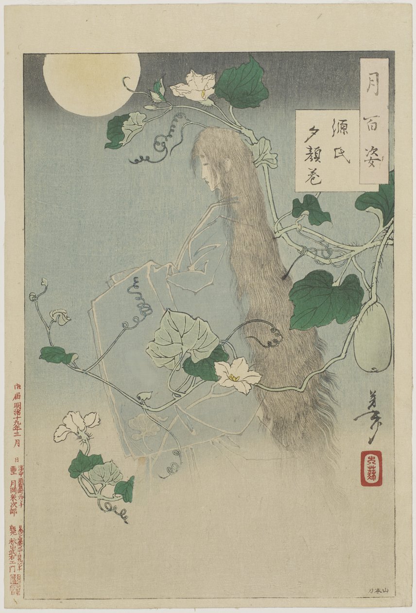 『源氏物語』 1886年3月3日 『油画』（木版、紙に墨と色） 作： 月岡芳年