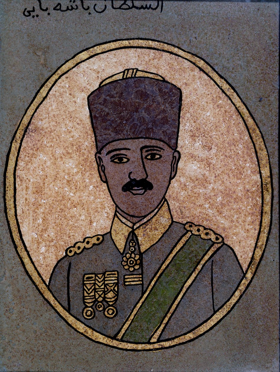ケマル（ムスタファ）アタテュルク（1881–1938）1920–30（塗装ガラス） 作： チュニジア学校