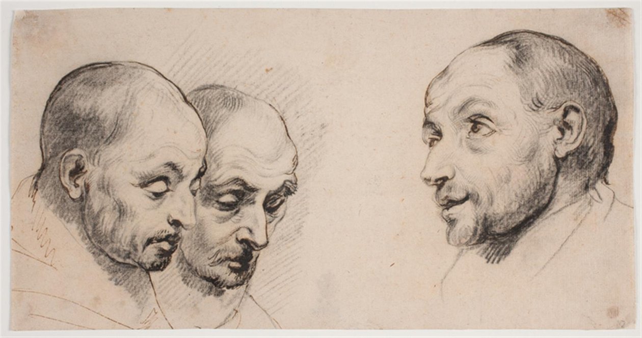 3 つの男性の頭 作： Ubekendtの写字家の後にAnthonyvan Dyck