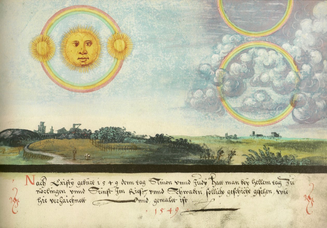Augsburger Wunderzeichenbuch-Folio 165：ライプツィヒ1551の5つの太陽 作： 不明不明