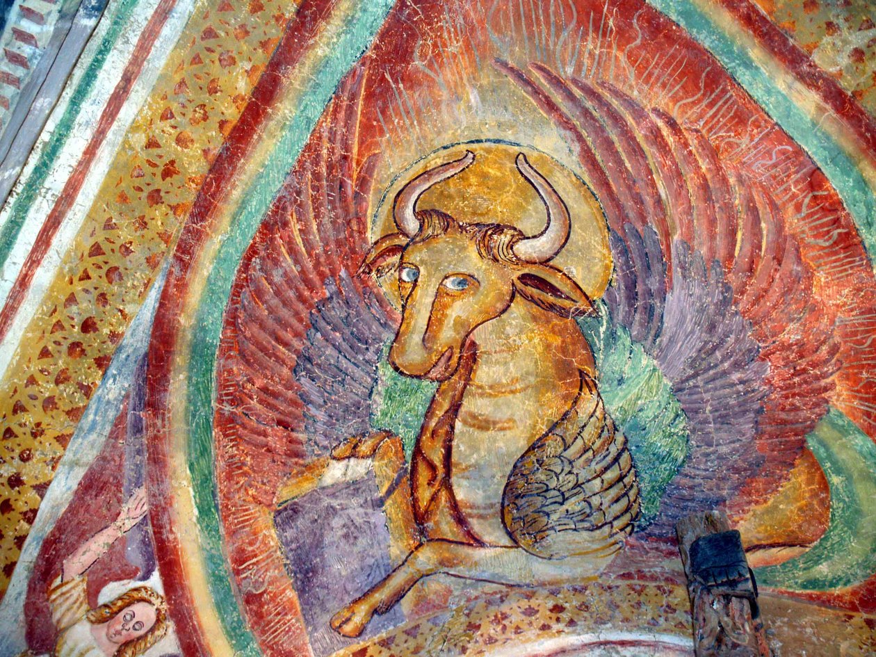 フレスコ画の中世の断片 作： 不明不明