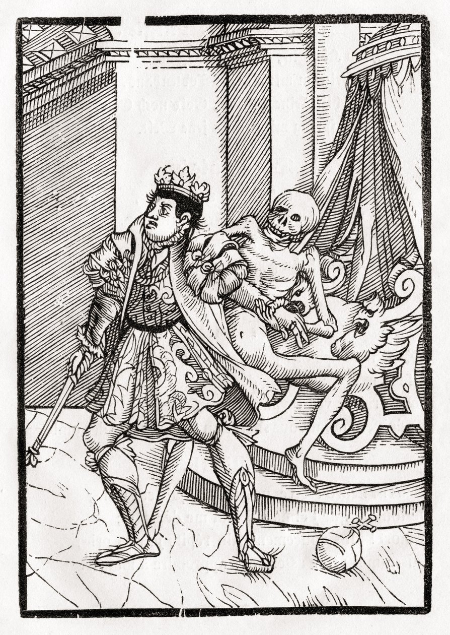 1843年にバーゼルで公開された「Der Todten Tanz」から、王の死が訪れる 作： 不明不明