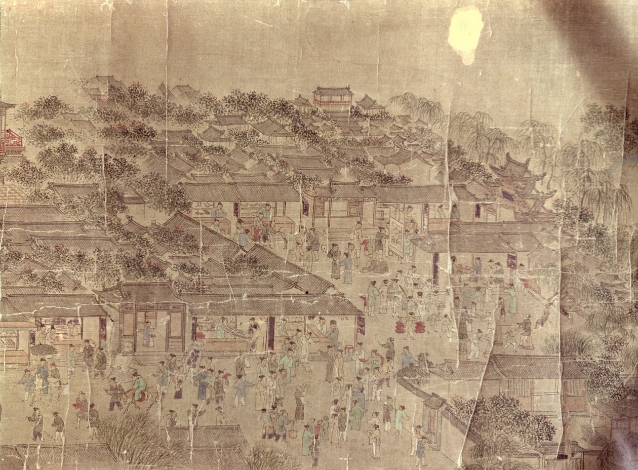 ストリートシーン、中国、明朝（1368-1644） 作： 不明不明