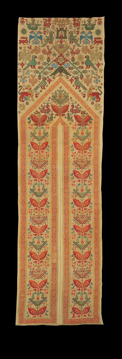 金糸刺繍ベッドテントの中央開口部 作： 不明不明