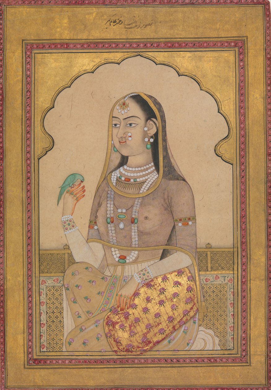 インコを連れた宝石をちりばめた乙女, ca. 1670-1700。 作： 不明