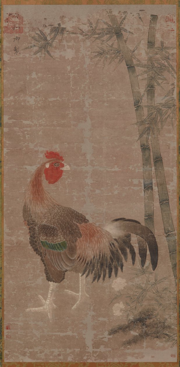 雄鶏と竹、明代、1105～1135年頃。 作： 不明