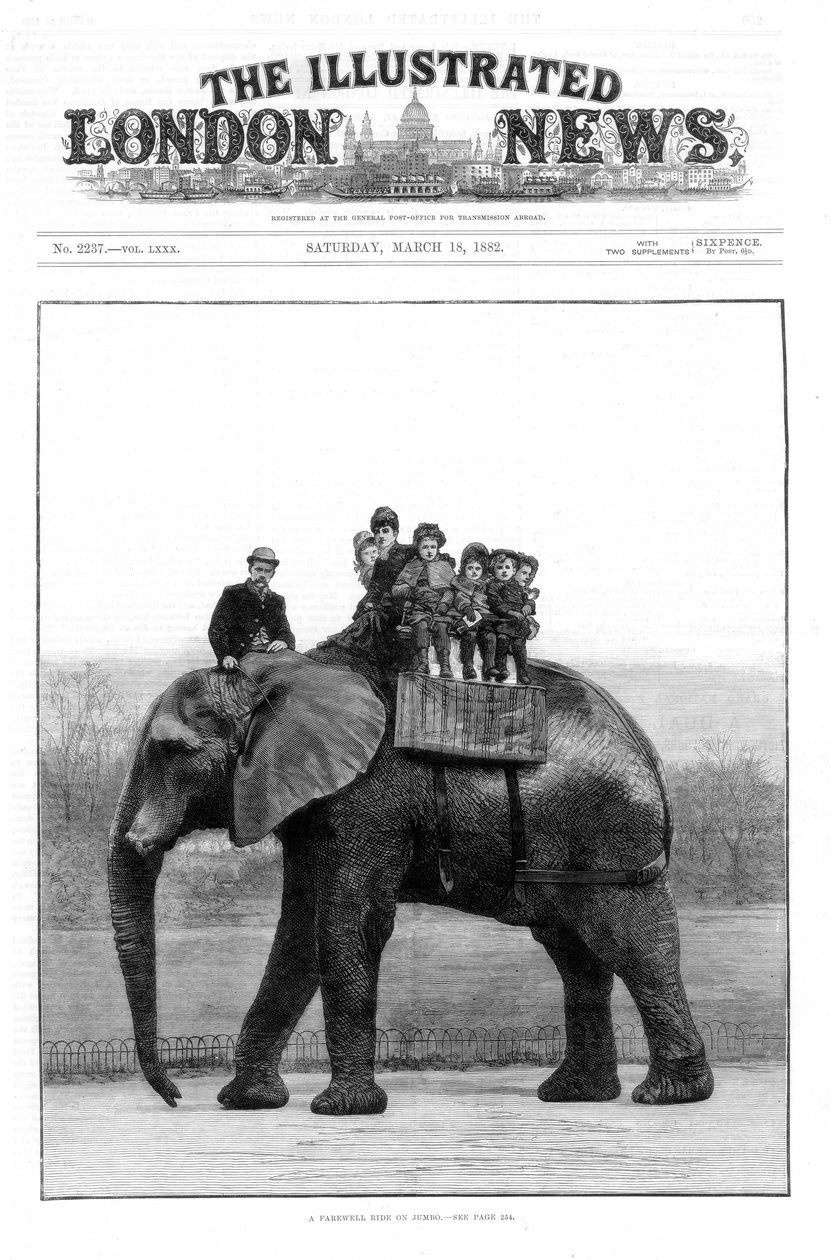 ジャンボの別れのライド、ロンドン動物園、1882 作： 不明