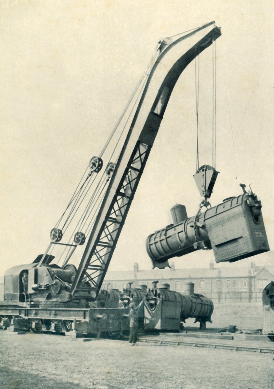 鉄道走行クレーン、1922年。 作： 不明