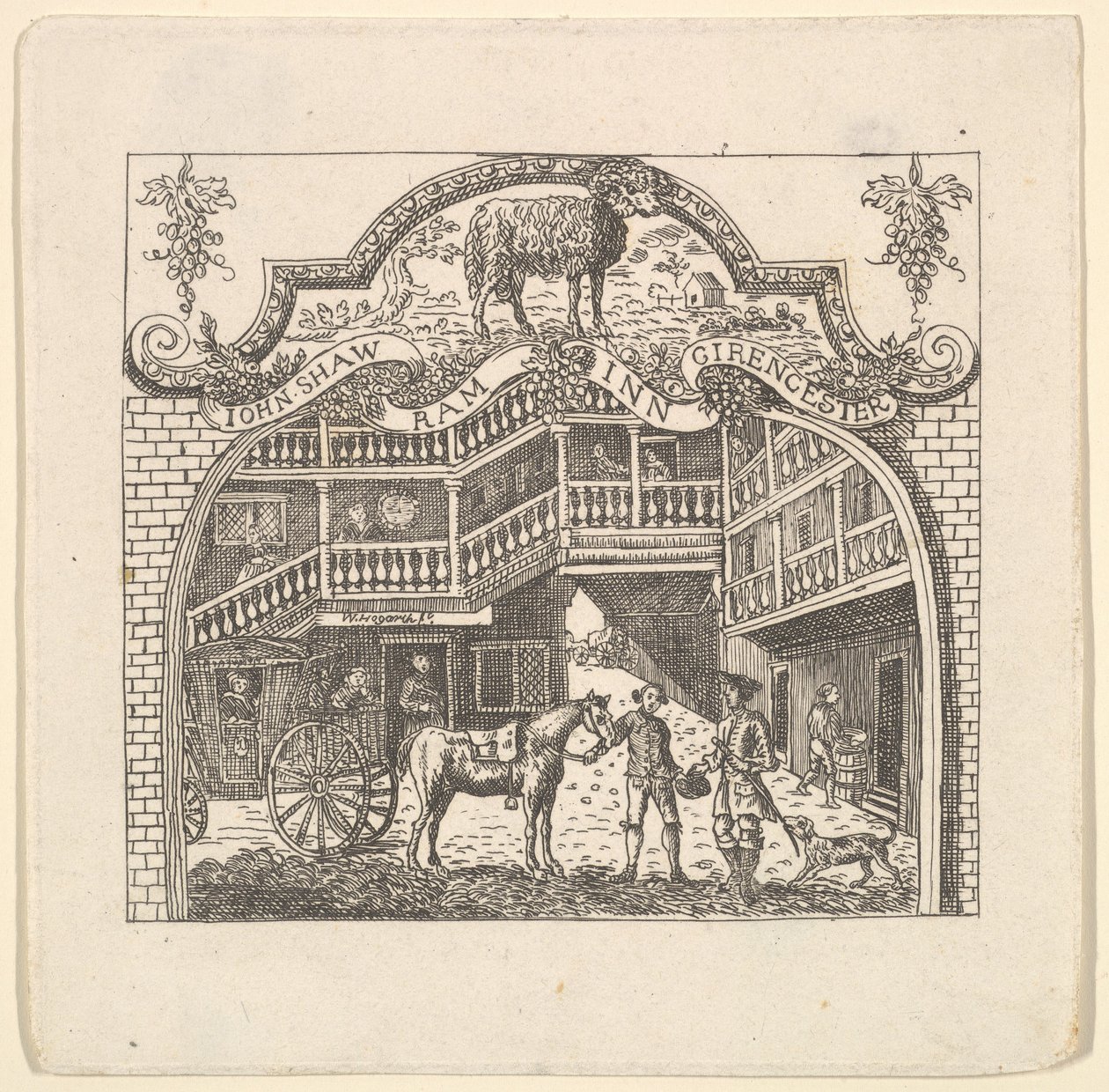 1790 年代のジョン ショウの居酒屋カード。 作： 不明