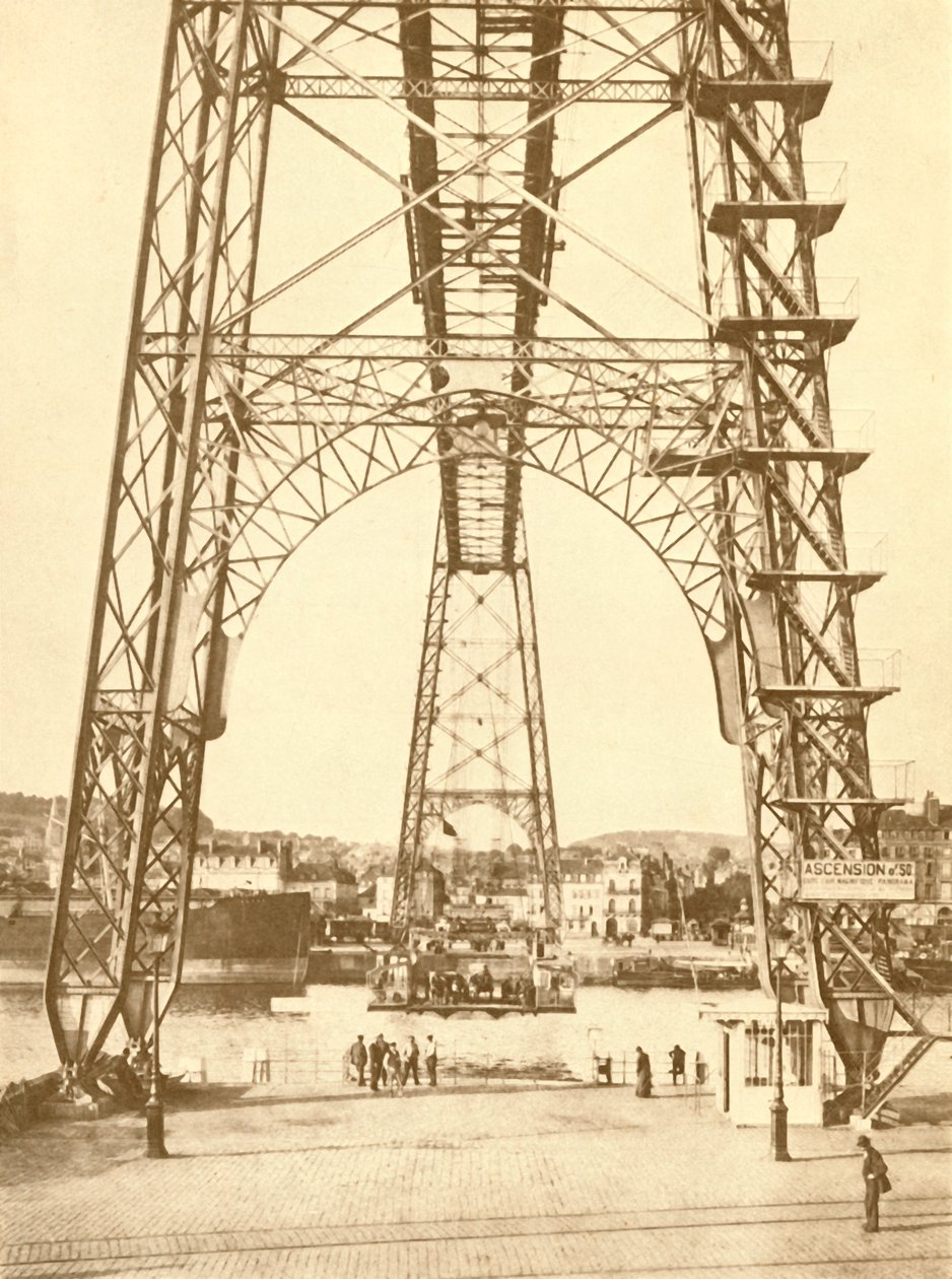 1930年頃、ルーアンのトランスポーター橋。 作： 不明
