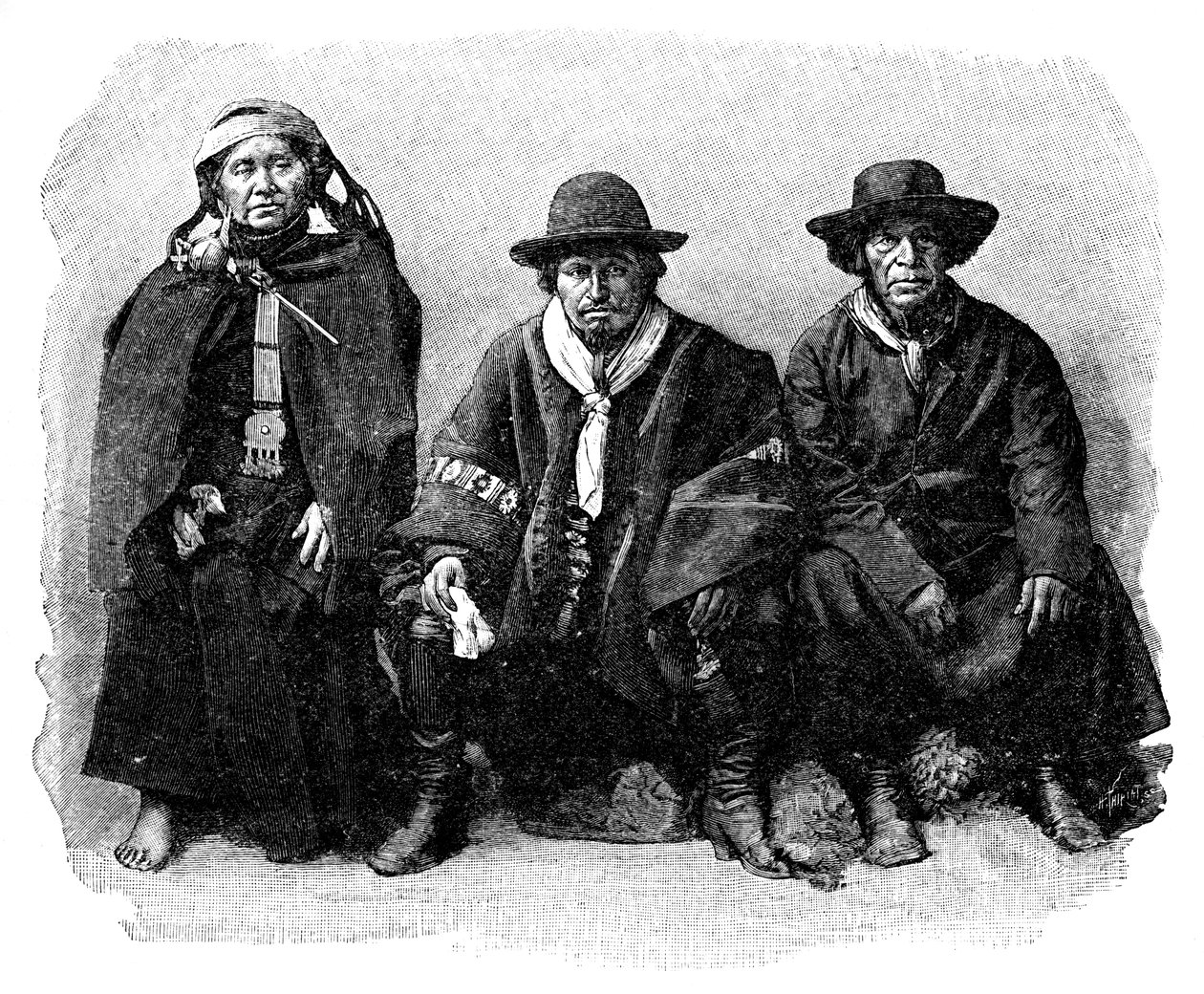 アラカニア人のグループ、チリアルゼンチン、1895 作： 不明