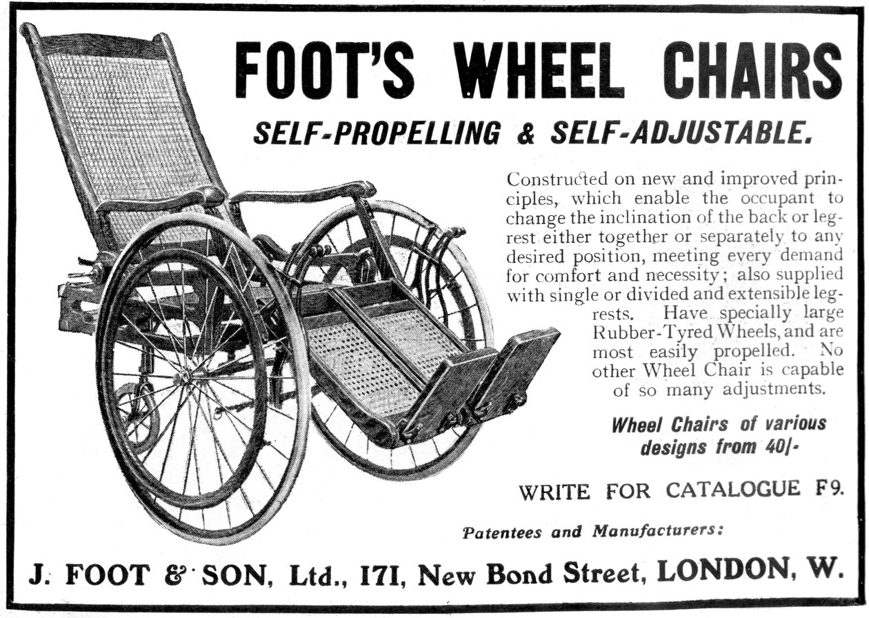 フッツ車椅子の広告、1910 作： 不明