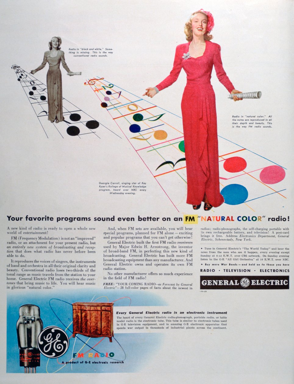 General Electric FMラジオの広告、1944 作： 不明