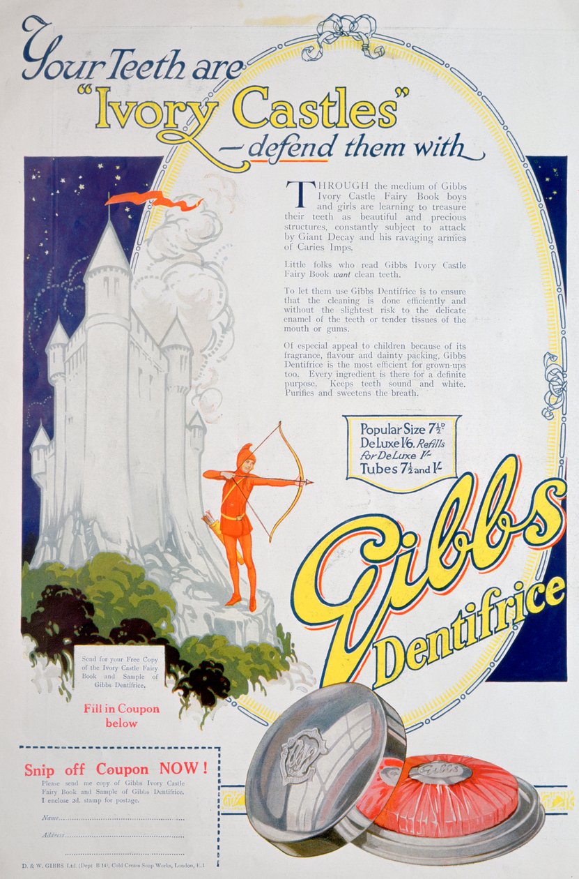 Gibbs Solid Dentifriceの広告、1922年 作： 不明