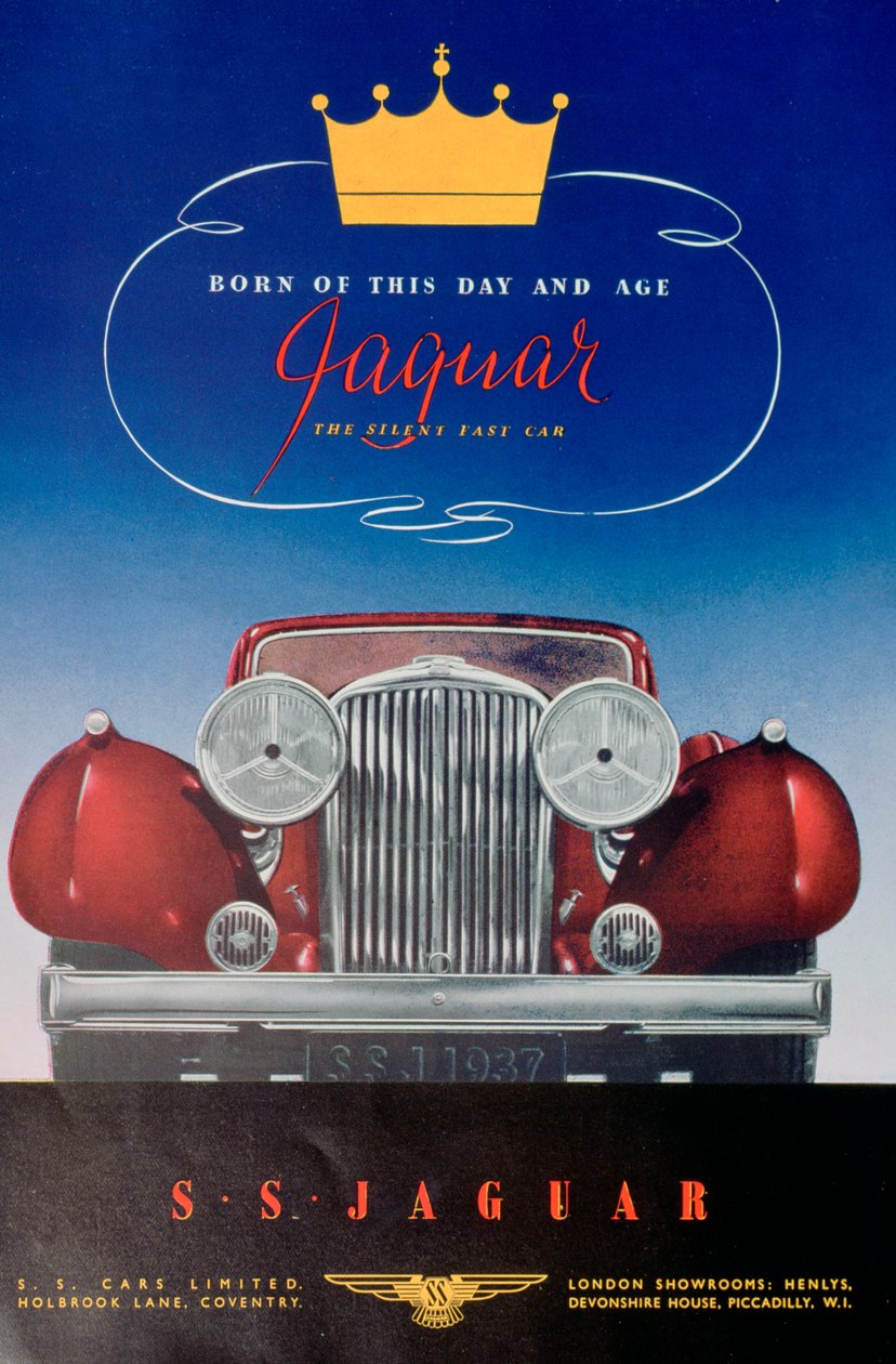 ジャガーSS車の広告、1937 作： 不明