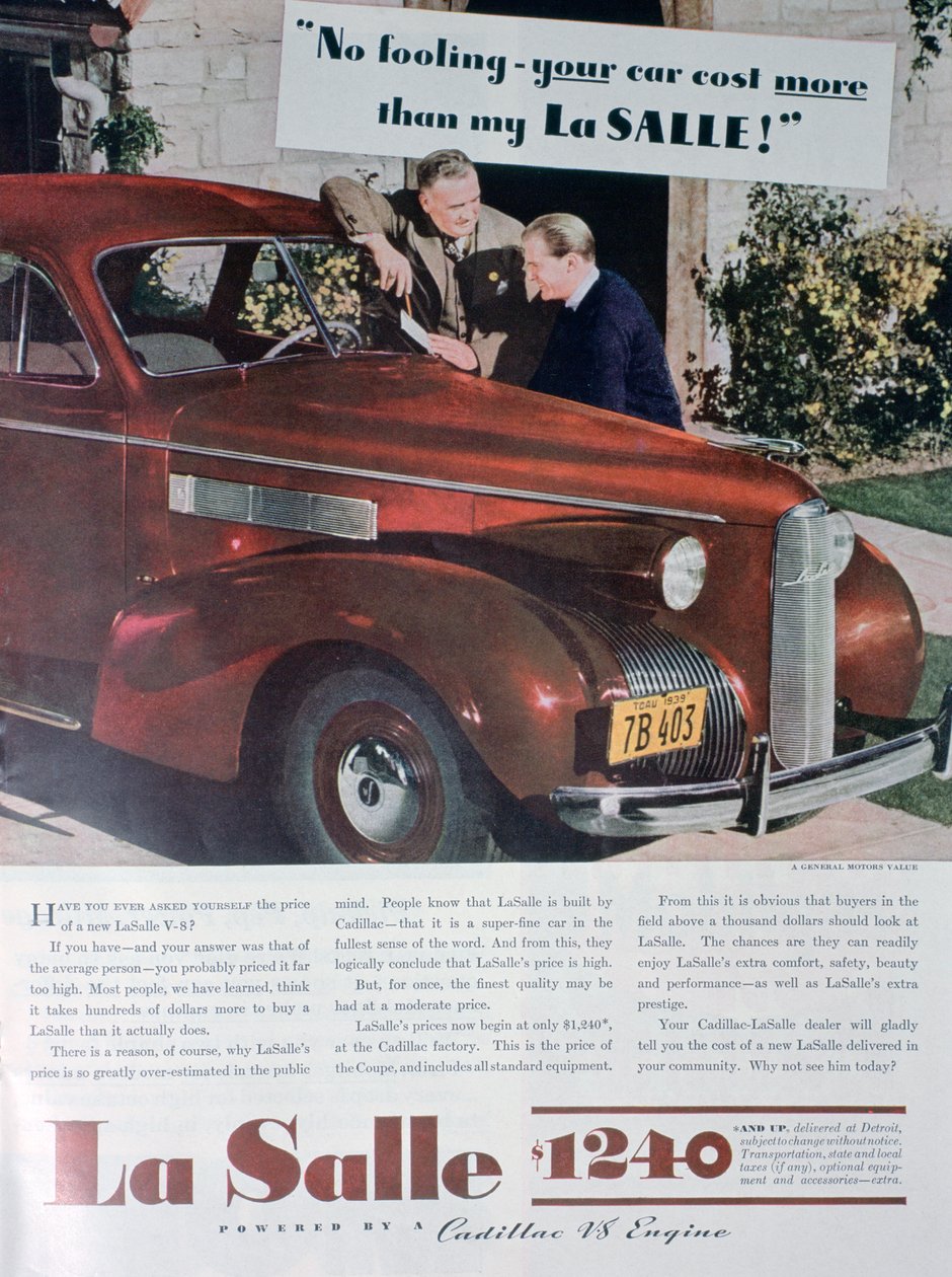 ラサールV8車の広告、1939 作： 不明