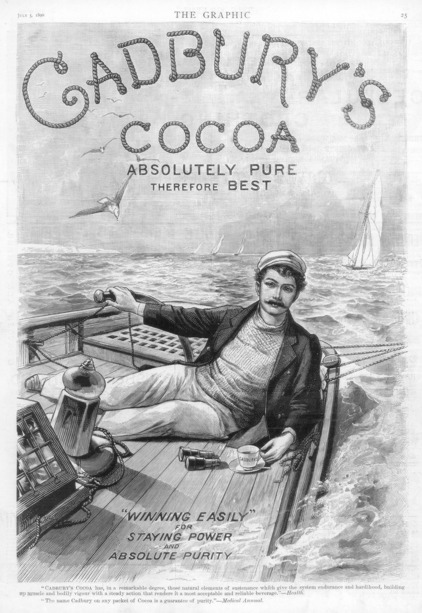 キャドバリーココアの広告、1890年。 作： 不明