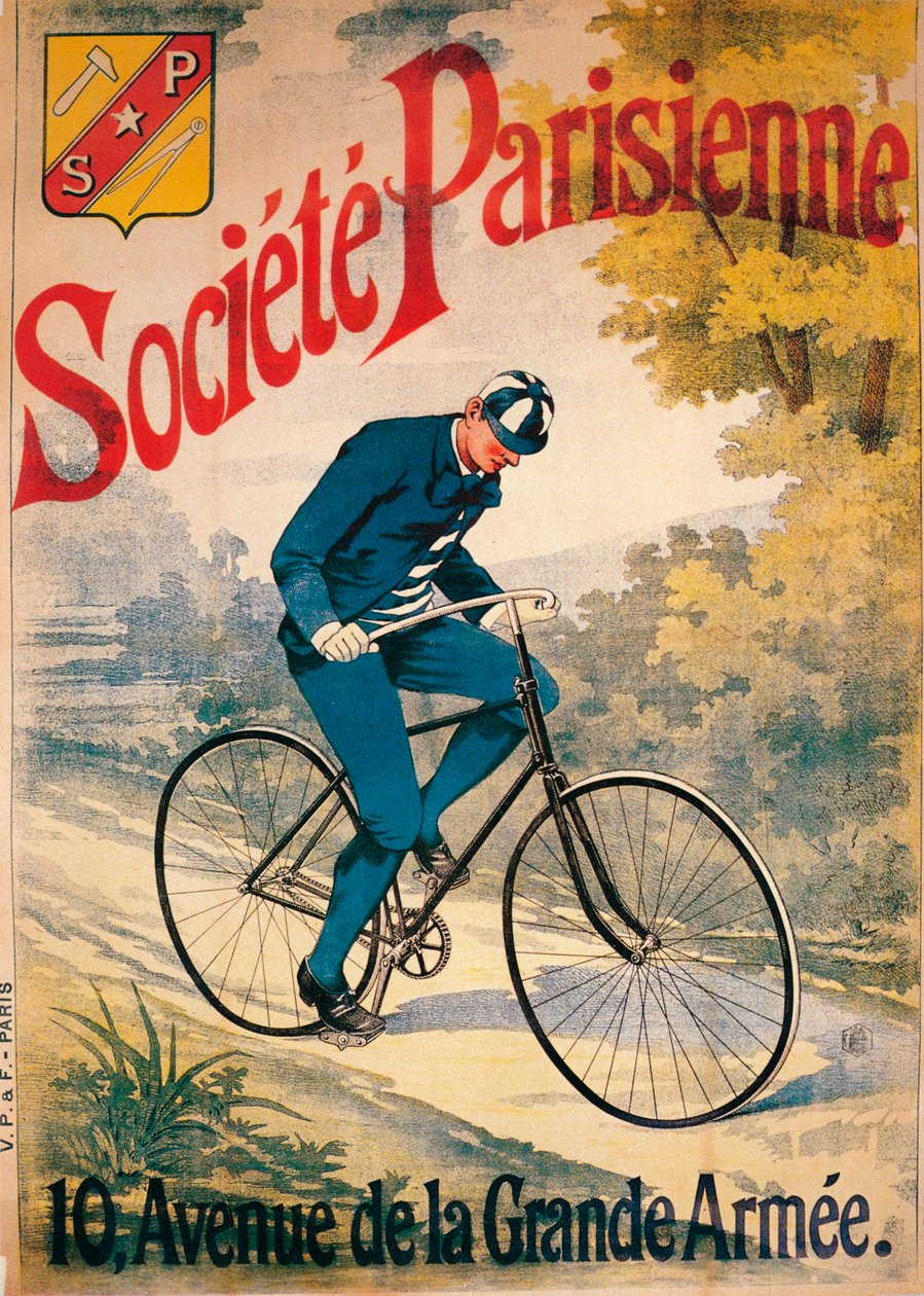 ソシエテパリジェンヌ自転車の広告、c1895 作： 不明