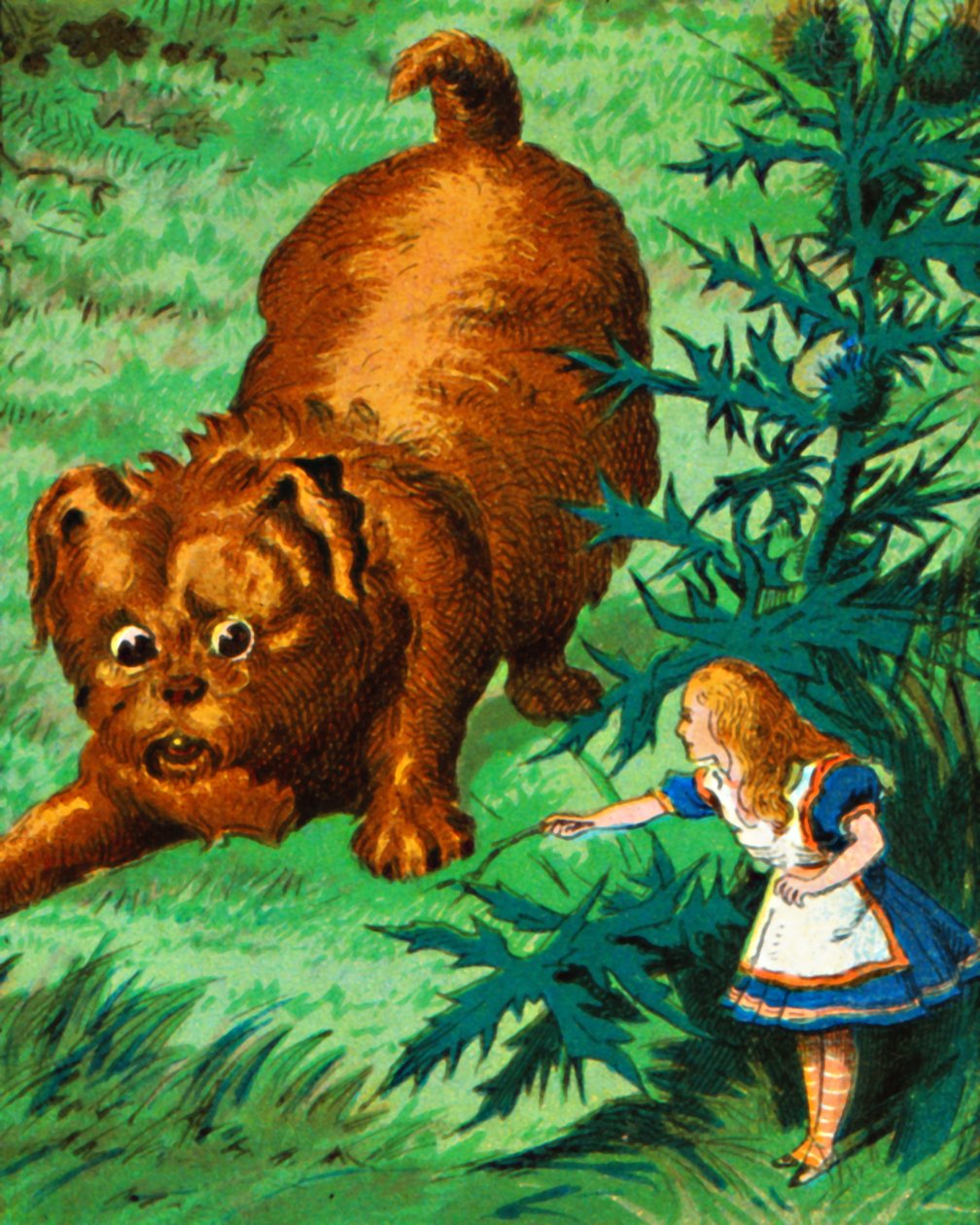 アリスは非常に大きな子犬c1900に出会います 作： 不明