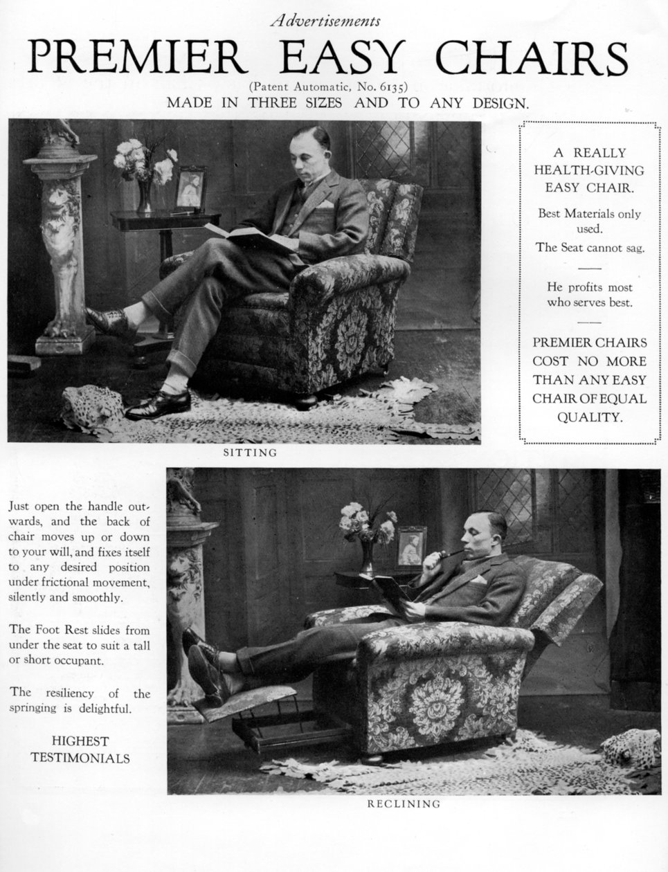 プレミアイージーチェアの広告、1926年 作： 不明