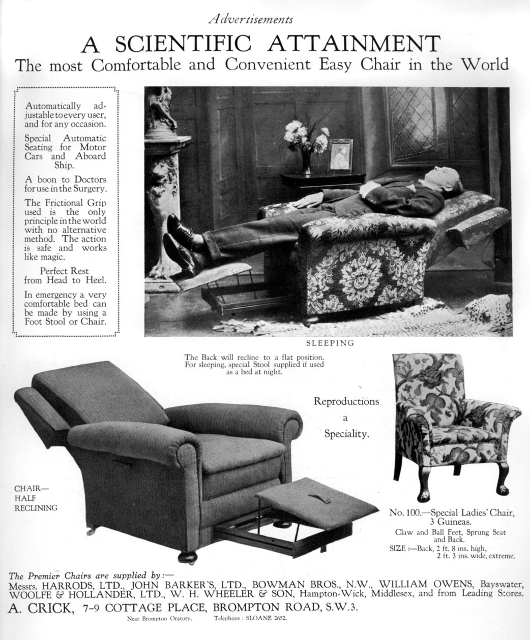 プレミアイージーチェアの広告、1926年 作： 不明