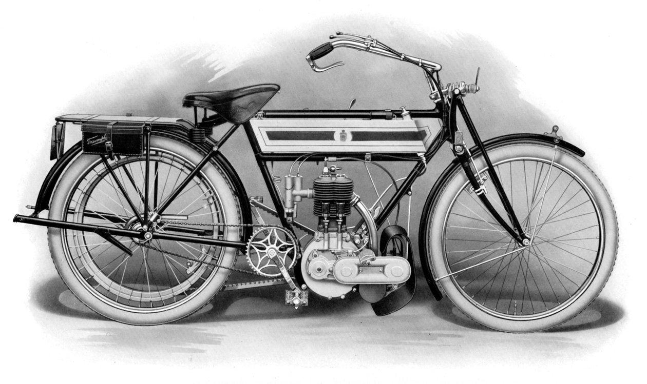初期のトライアンフバイク、1911年から1912年 作： 不明
