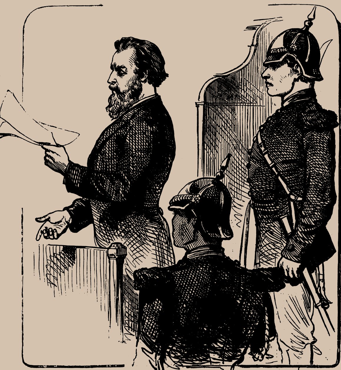 1881年、法廷前のAndrei Zhelyabov。 作： 不明