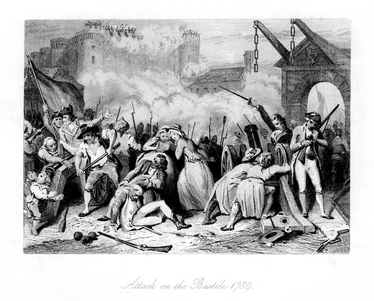 バスティーユへの攻撃、1789年、1845年 作： 不明