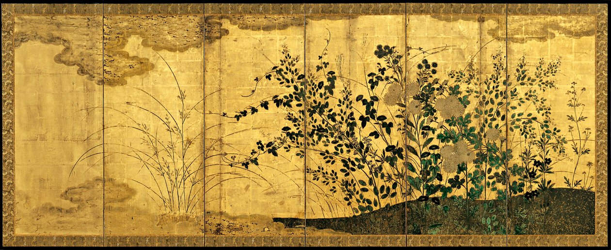 野生のガチョウのいる秋の風景c。 1650 作： 不明