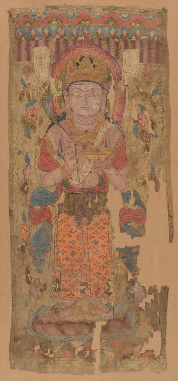 菩薩像付幡（マハマーユリの可能性あり） 9～10世紀 作： 不明