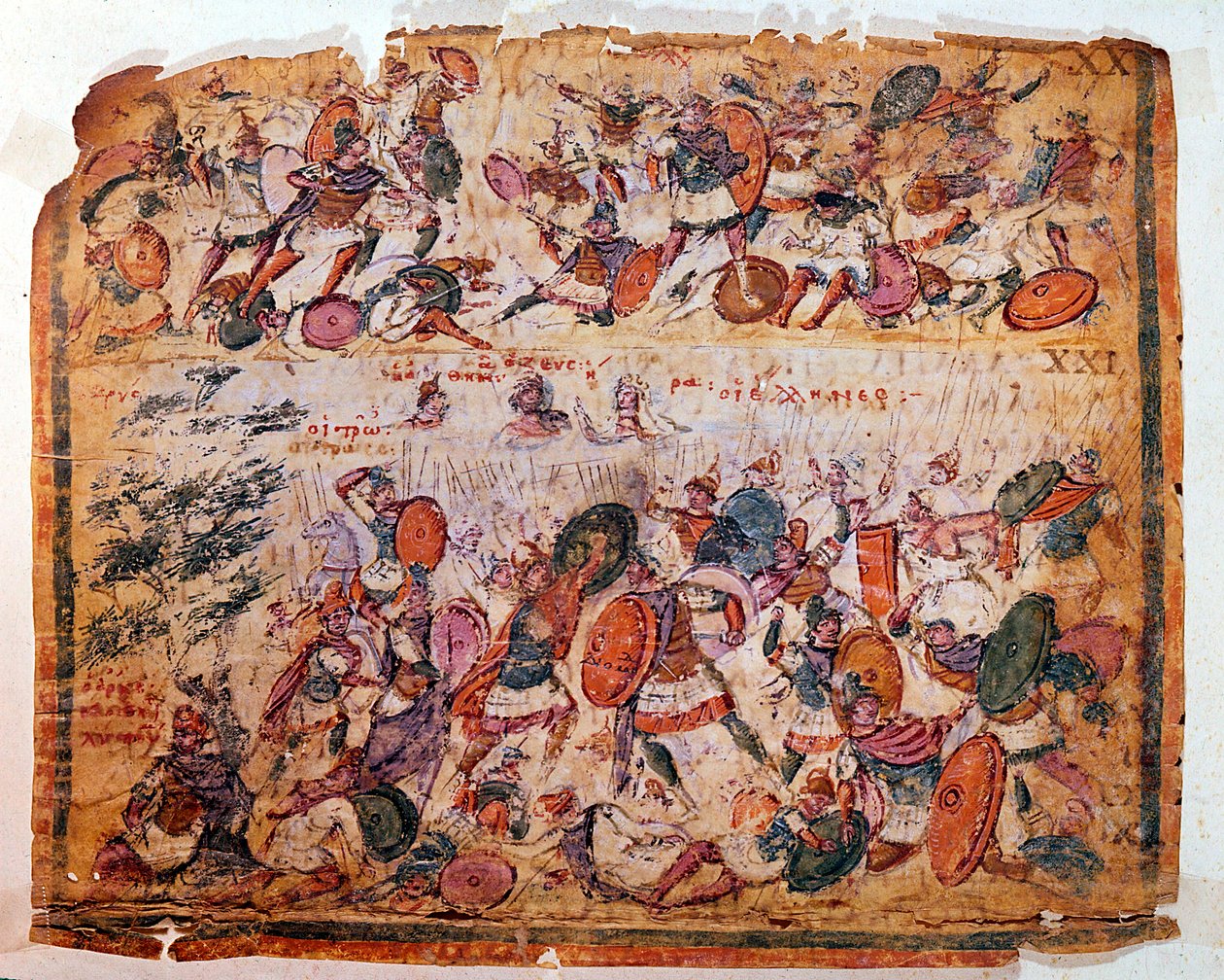 ホーマーズイリアッド、紀元前300年頃の戦闘シーン 作： 不明