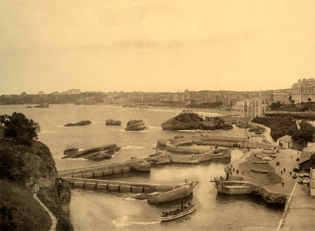 ビアリッツ-Le Port des Pecheurs、c1930。 作： 不明