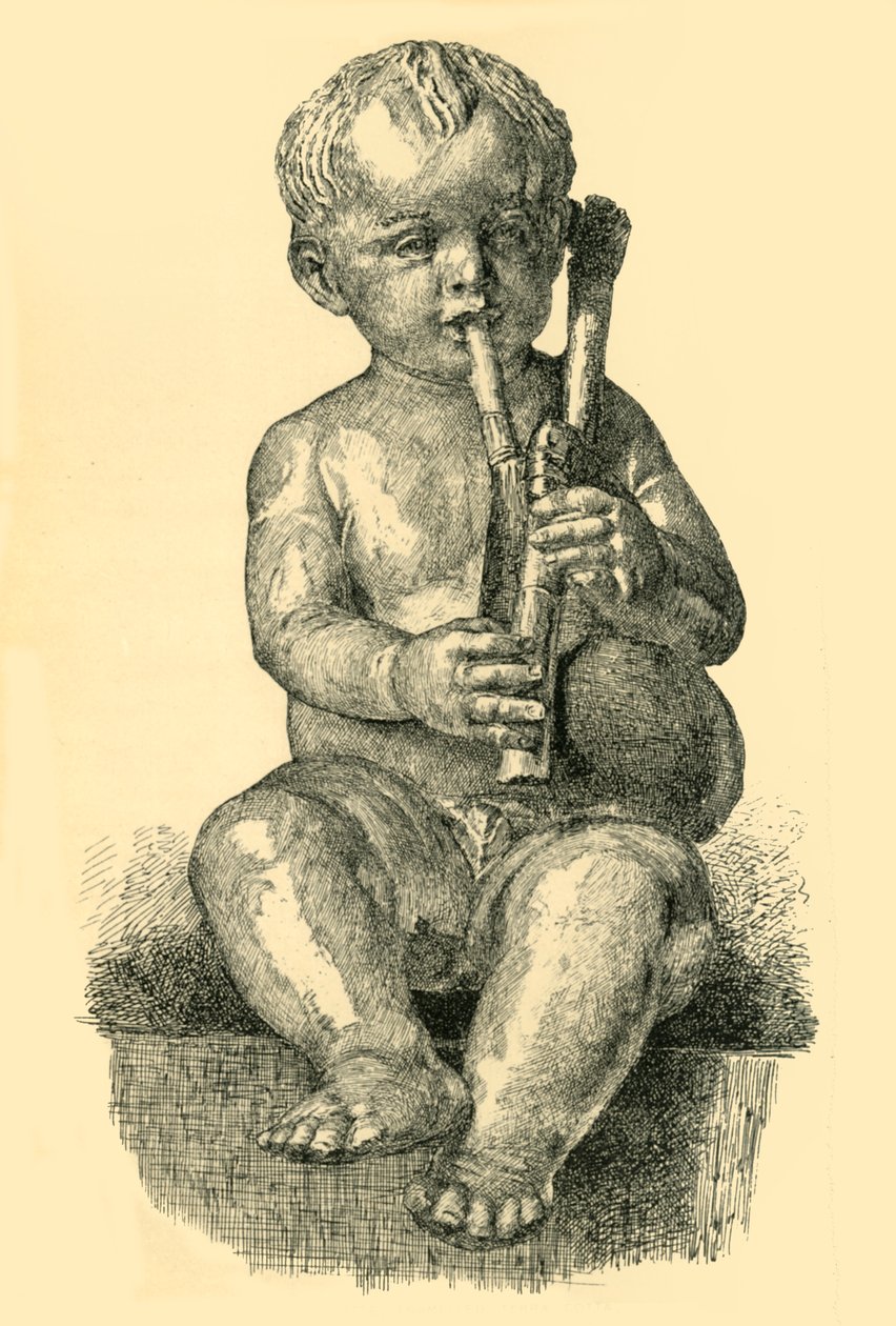 バグパイプを弾く少年、c1490-1520、1881年。 作： 不明