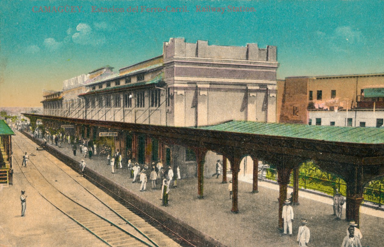 カマグエイ。鉄道駅。鉄道駅、キューバ、c1910s 作： 不明