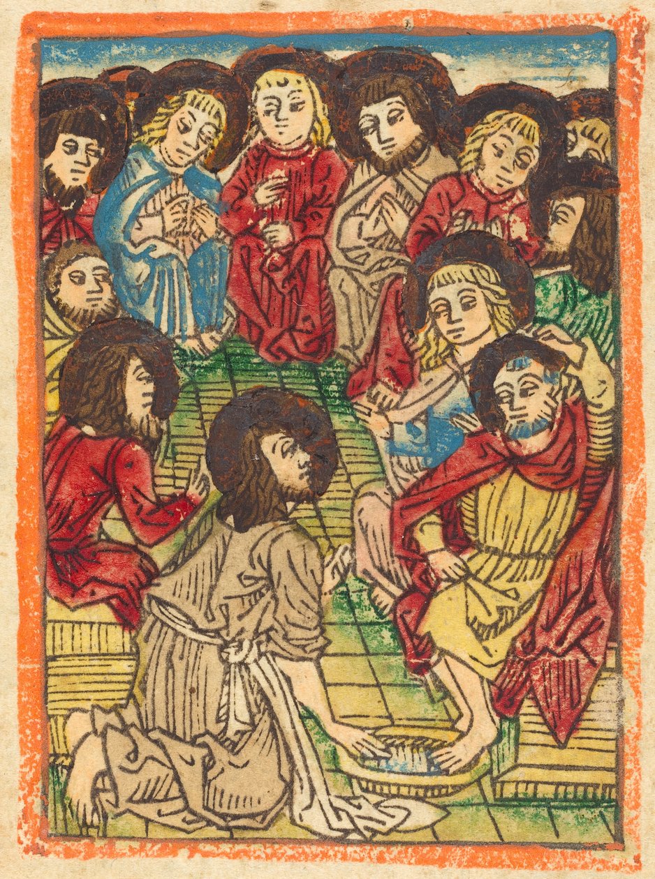 使徒たちの足を洗うキリスト、c。 1480年。 作： 不明