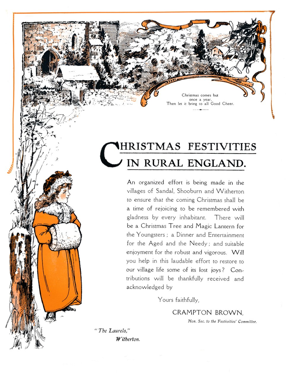 イギリスの田舎のクリスマスのお祭り、1909年。 作： 不明