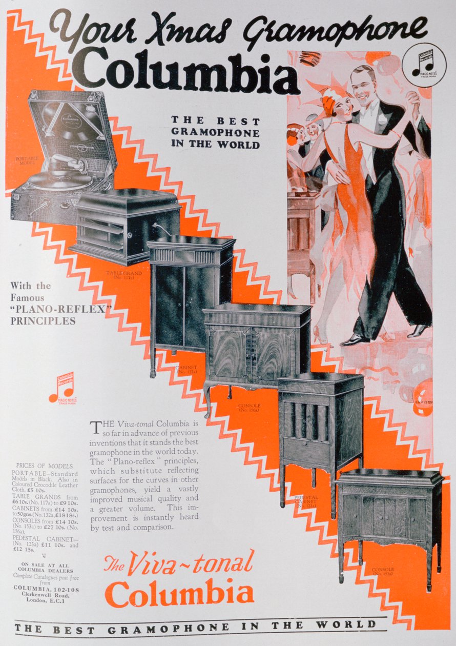 コロンビア蓄音機のクリスマス広告、1929 作： 不明
