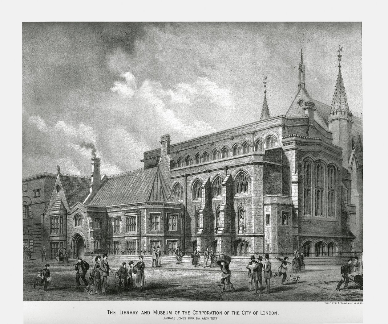 ロンドン市立図書館および博物館、1886 作： 不明