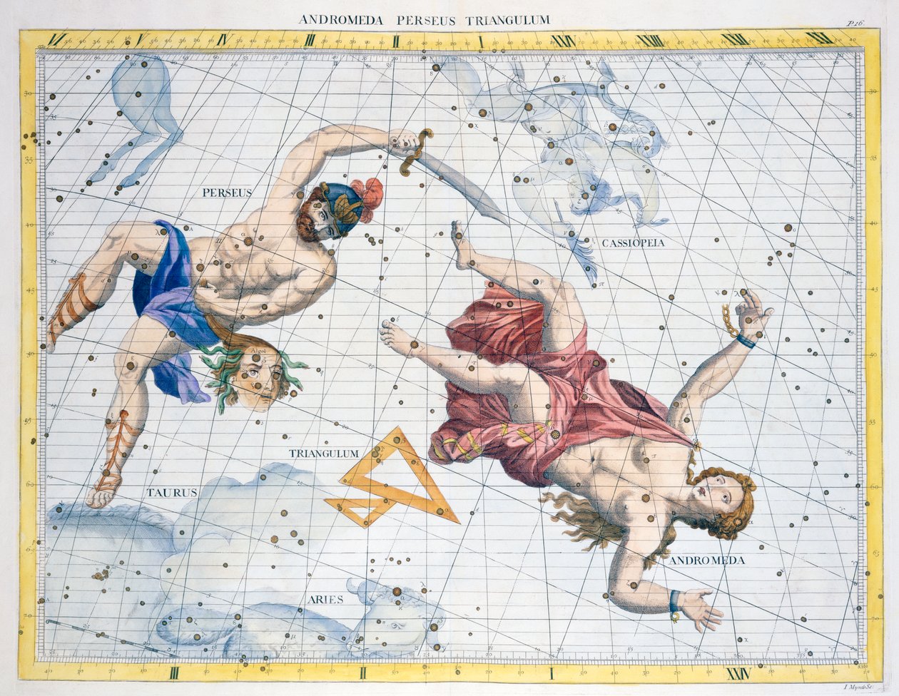 ペルセウス座とアンドロメダ座の星座、1729 年 作： 不明