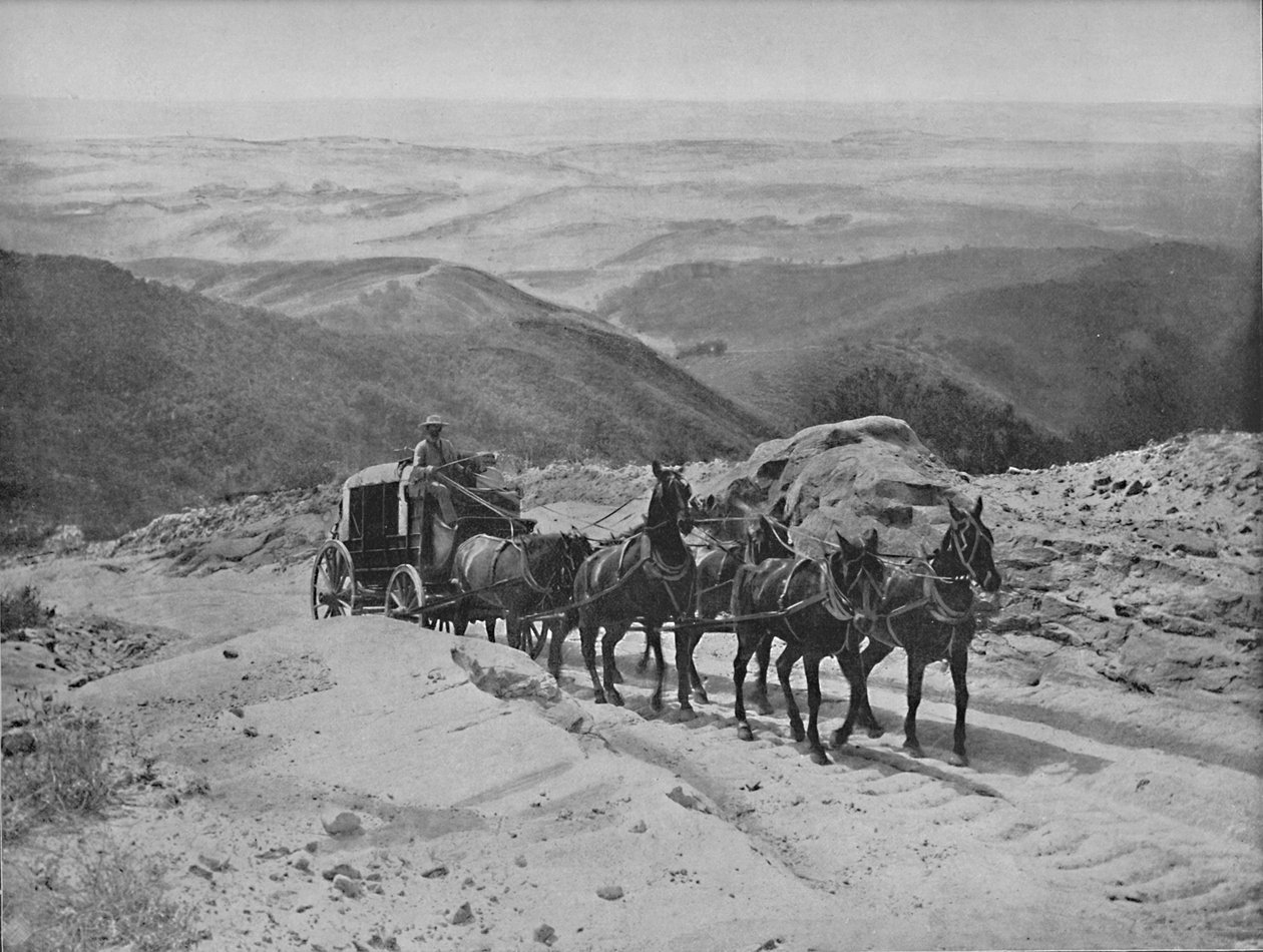 カリフォルニア州サンマルコス峠を横断、c1897。 作： 不明