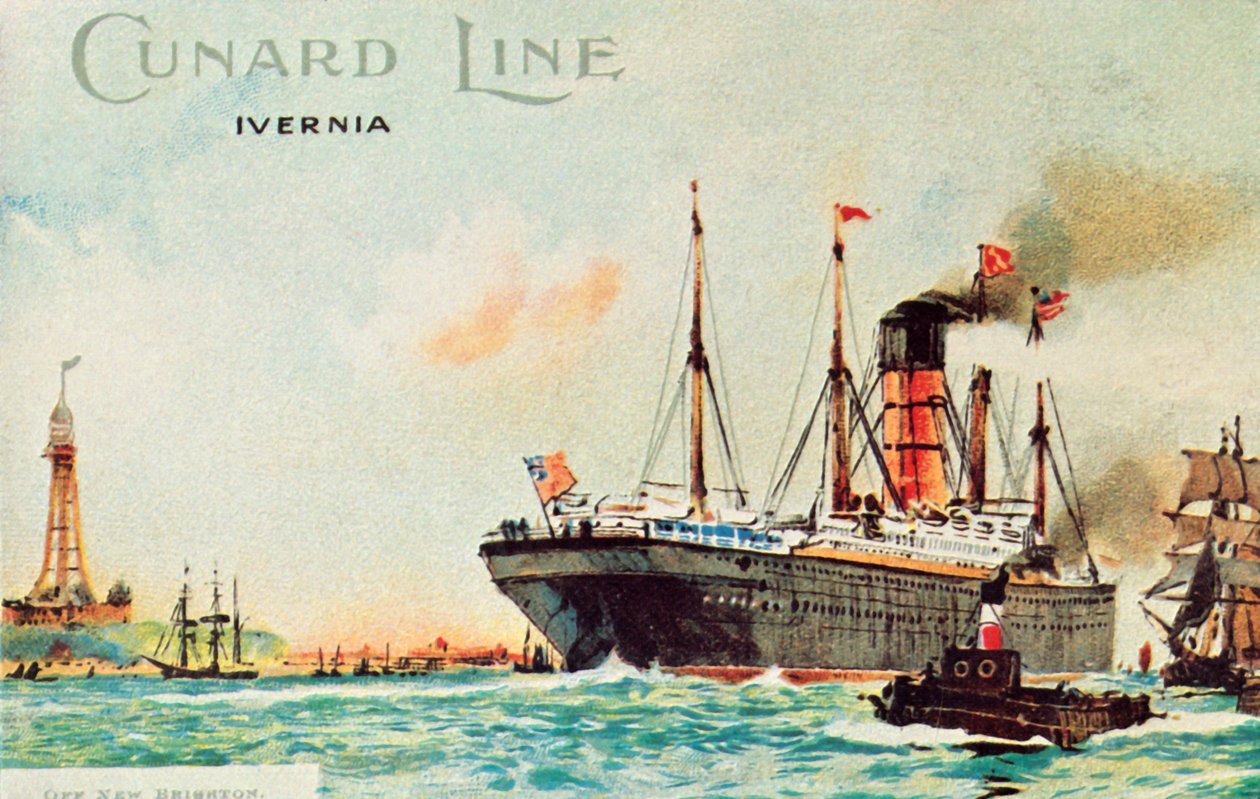 Cunard Line-ニューブライトン沖のイヴェルニア、c1910。 作： 不明