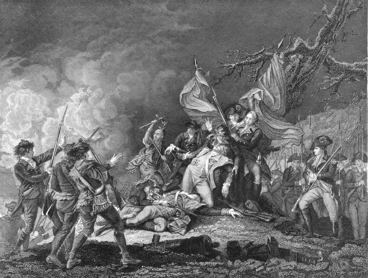 1775年12月、ケベックでのモンゴメリー将軍の死。 作： 不明