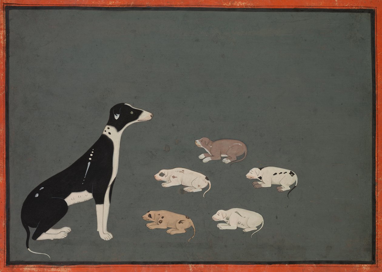 子犬と犬、c。 1780年。 作： 不明