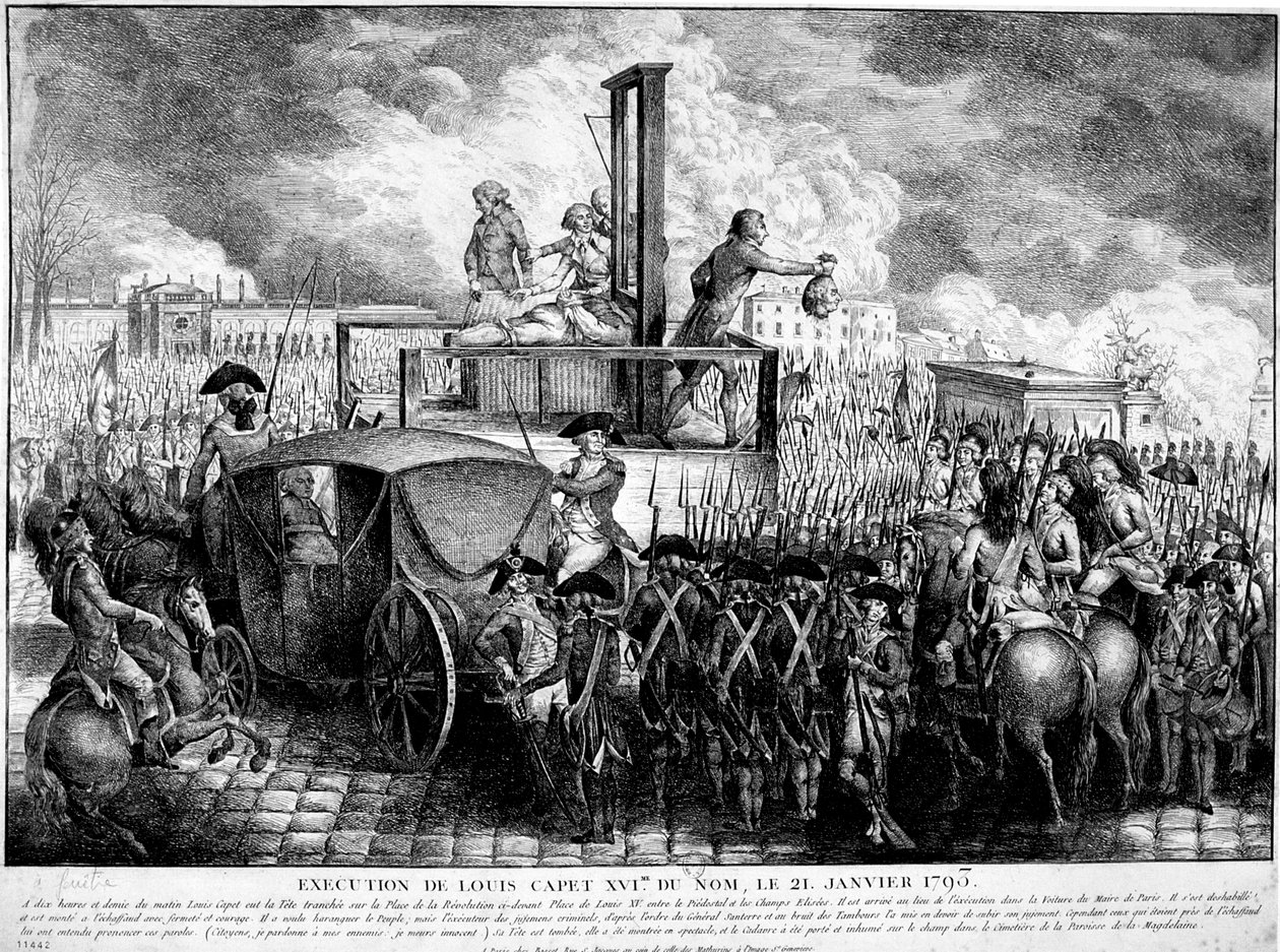 ルイ16世の処刑、1793年 作： 不明