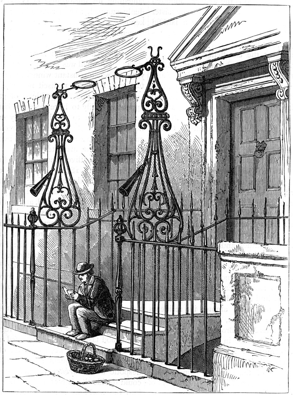 1891年、ロンドンのバークレースクエアの消火器 作： 不明