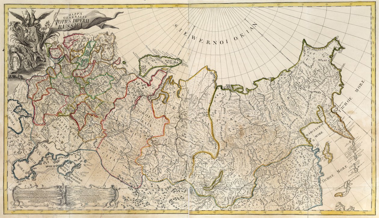 ロシア帝国の最初の一般地図、1745 作： 不明
