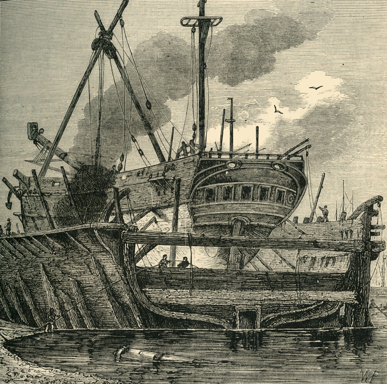 Floating Dock、Deptford 1820、c1878。 作： 不明
